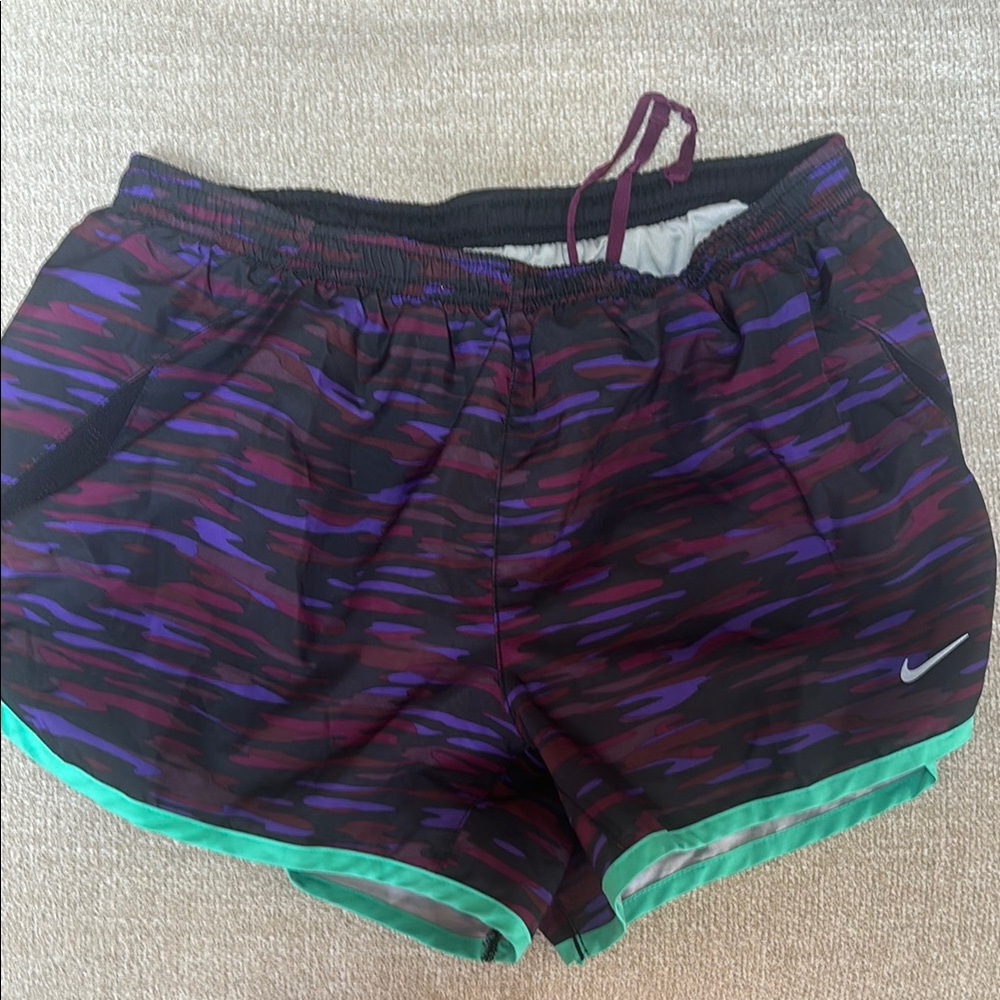 Nike Purple and Black Athletic Shorts with Elastic Waistband